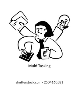 Multi Tasking vector outline style Design Vector Stock illustration. 