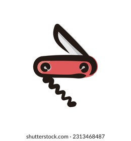 Multi tool - Camping and outdoor gear icon (Hand draw color version)