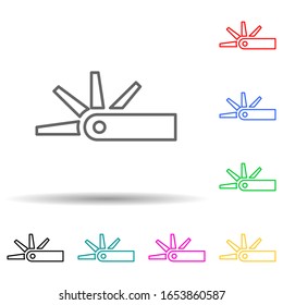icono multiherramienta de varios colores. Línea delgada simple, contorno vectorial de los iconos de instrumentos de medida para ui y ux, sitio web o aplicación móvil