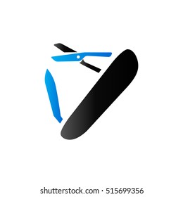Multi tool icon in duo tone color. Multifunction camping survival