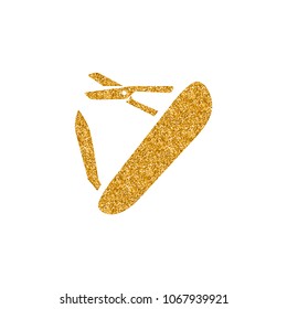 Multi tool icon in gold glitter texture. Sparkle luxury style vector illustration.