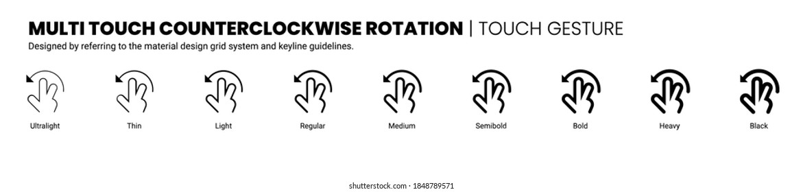 multi touch counterclockwise rotation screen touch and gesture icon is designed to be simple, uncomplicated, and minimal referring to Google’s Material Design.