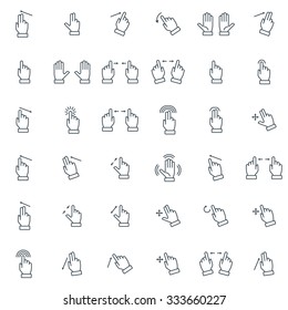 Multi touch, hand, finger, gesture icon set suitable for info graphics, websites and print media and  interfaces. Line vector icon.