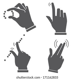 Multi Touch Hand Gesture Set For Smart Device, Touch Screen