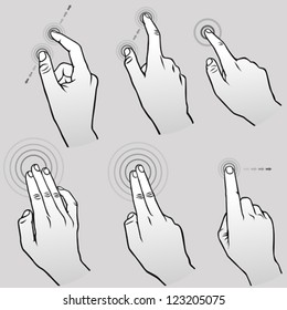 Multi -touch Hand Gestures For Smart-phone, Tablet And Pad - Set of Six Gestures