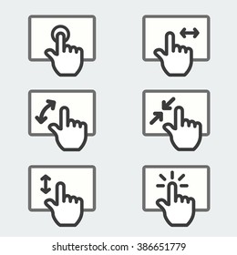 Multi touch pad phone gestures icon thin line web sign symbol logo label