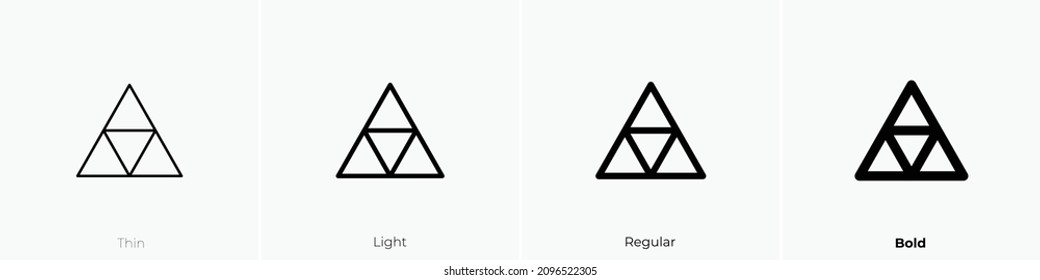 multi triangular two icon. Thin, Light Regular And Bold style design isolated on white background