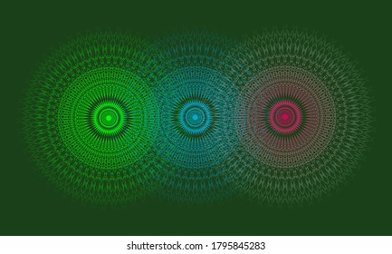 Multi triple circular design with Dark green background 