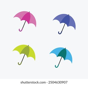 multi umberlla clipart collection retro style vector template