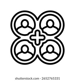 multi user support line icon vector. multi user support sign. isolated contour symbol black illustration