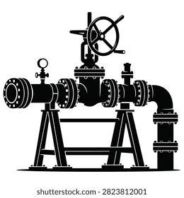 Multi Valve Manifold System Silhouette Vector
