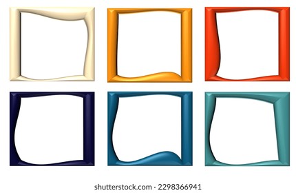 multi vintage color frame vector design for infographic or graphical use, Photo Frames set in cartoon style Collection of multi colored picture frame isolated on white background