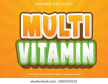 plantilla de efecto de texto modificable de varias vitaminas para uso de marca comercial y logotipo