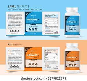 Multi vitamin label sticker design, natural food supplement banner packaging,
jar label medicine health product print vector modern file.
