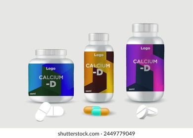 Multi vitamin label sticker design supplement banner packaging, capsule or tablet bottle jar label vitamin oil product print ready vector modern box with mockup vector eps 10.