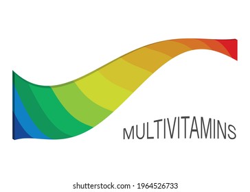 Multi vitamin mineral complex supplement, label design. Natural Medicine Logo Template. Colorful text. Vector isolated on white background 