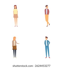 Multiage team icons set cartoon vector. Men and women of various ages. Person, human, society, team