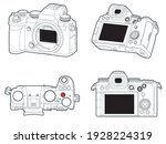 Multi-angle vector diagram of a professional digital mirrorless camera