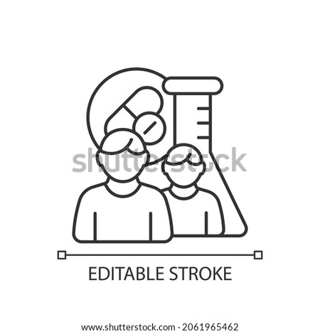 Multi-arm multi-stage trials linear icon. MAMS clinical study. Drug development process. Thin line customizable illustration. Contour symbol. Vector isolated outline drawing. Editable stroke