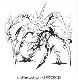 Multi-armed monster golem of the abyss sketch