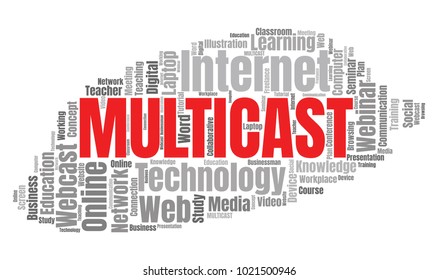 Multicast or Web Conference Word Cloud. Webinar Collage or Multicast Concept Vector Illustration
