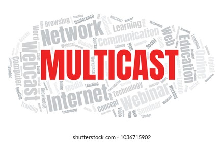 Multicast or Web Conference Word Cloud. Webinar Collage or Multicast Concept Vector Illustration