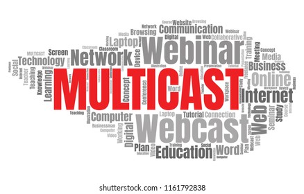 Multicast or Web Conference Word Cloud. Webinar Collage or Multicast Concept Vector Illustration