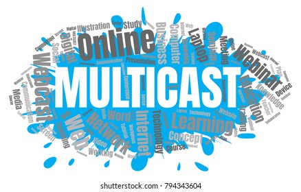 Multicast or Web Conference Word Cloud. Webinar Collage or Multicast Concept Vector Illustration