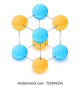 Multicenter molecule icon. Isometric illustration of multicenter molecule vector icon for web