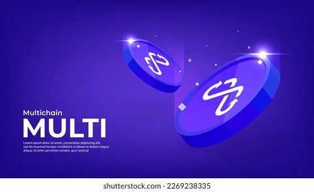 Multichain (MULTI) coin cryptocurrency concept banner background.