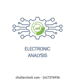 Multichannel analytical system. Collection and digital data processing. Vector icon on a white background.