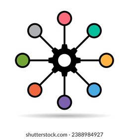 Multichannel digital design shadow icon, omnichannel flat web symbol, internet vector illustration .