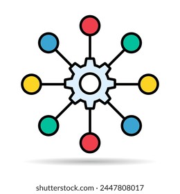 Icono de sombra de diseño digital multicanal, símbolo de Web plano omnicanal, Ilustración vectorial de Internet .