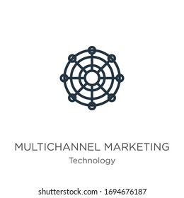 Multichannel marketing icon. Thin linear multichannel marketing outline icon isolated on white background from technology collection. Line vector sign, symbol for web and mobile