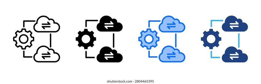Multicloud Environment icon set multiple style collection
