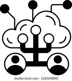 Multicloud infrastructure Vector Icon Design, Cloud Processing Symbol, Computing Services Sign, Web Services and Data Center stock illustration, virtualization enabled users Concept