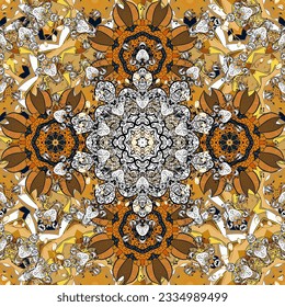 Multicolopleasant elegant little flowers and funny bugs on a pleasant colors, vector texture, illustration. Mandala.