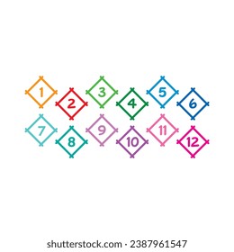 multicolor 1-12 numbers. colorful numbers for education, university, magazine
