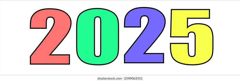 Multicolor 2025 vector for your project , happy new year 2025.