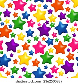 Multicolor 3D stars seamless pattern background.