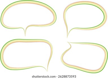 multicolor abstract art line doodle speech bubbles set
