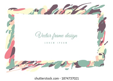 Multicolor  Abstract art wave background frame border shape. illustration paint
