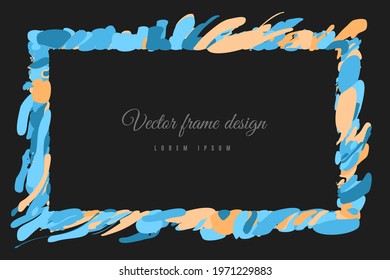 Multicolor  Abstract art wave background frame border shape. backdrop paint