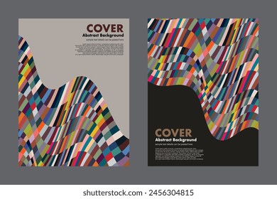 Multicolor abstract background for cover, vector geometric graphic design, pixel, layout template, business wallpaper, backdrop, movement, rhythm pattern, twist wave