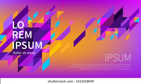 Multicolor abstract background. liquid colors. geometric composition of purple, yellow, pink and blue rectangles and triangles. EPS 10 Vector Illustration