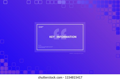 Multicolor abstract background. Minimum geometric background. Composition of geometric shapes. It is used for flyers, posters, brochures, posters, banners. Purple, blue, squares, text, font, vector
