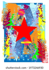 Multicolor abstract background vector with stars