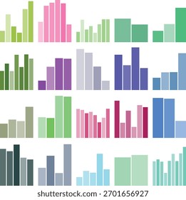 Multicolor abstract bar charts representing data, statistics, growth, analysis