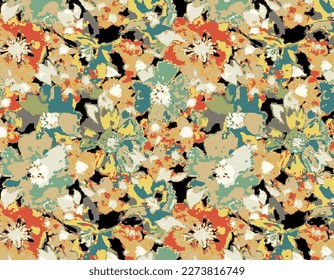 multicolor abstract blooming and small flower pattern motif with soft color, full all-over design with solid background vector illustration digital image for textile printing factory