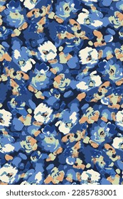 multicolor abstract blue blooming flower arrangement with medium tone, full all over vector design illustration digital image for paper and textile printing factory